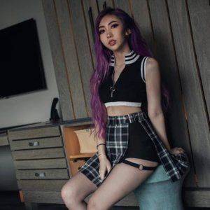 Lychee the Label Parfait Striped Knit Zip-Up Crop Top Black and White